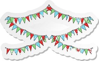 retro distressed sticker of a cartoon bunting flags vector