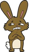 cartoon anxious rabbit vector