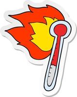 sticker of a cartoon temperature gauge getting too hot vector