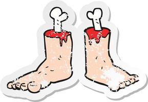 retro distressed sticker of a cartoon gross severed feet vector