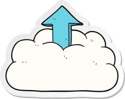 sticker of a cartoon upload to the cloud vector