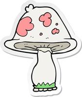 sticker of a cartoon mushroom vector