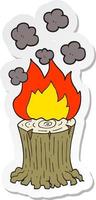 sticker of a cartoon burning tree stump vector