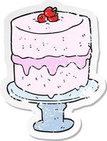 retro distressed sticker of a cartoon cake vector