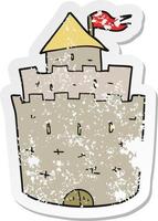 retro distressed sticker of a cartoon castle vector