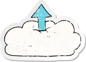 retro distressed sticker of a cartoon upload to the cloud vector