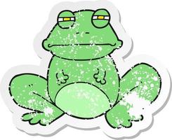 retro distressed sticker of a cartoon frog vector