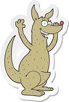 sticker of a cartoon kangaroo vector