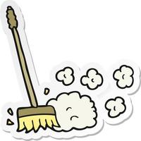 sticker of a cartoon sweeping brush vector