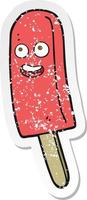 retro distressed sticker of a cartoon ice lolly vector