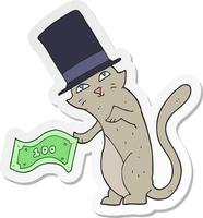 pegatina de un gato rico en dibujos animados vector