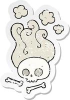 retro distressed sticker of a cartoon skull and bones vector