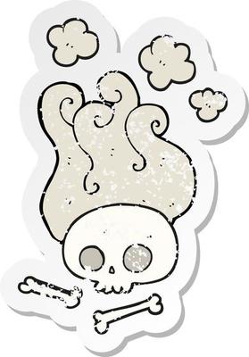 retro distressed sticker of a cartoon skull and bones