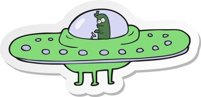 sticker of a cartoon ufo vector