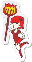 sticker of a cartoon devil girl vector