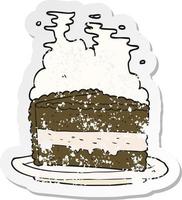 retro distressed sticker of a cartoon cake vector