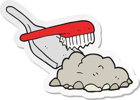 sticker of a cartoon dust pan and brush sweeping vector