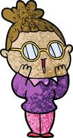 cartoon woman wearing spectacles vector