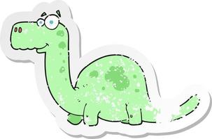 retro distressed sticker of a cartoon dinosaur vector