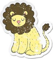 retro distressed sticker of a cartoon cute lion vector