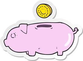 sticker of a cartoon piggy bank vector