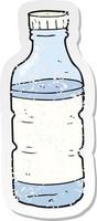 retro distressed sticker of a cartoon water bottle vector