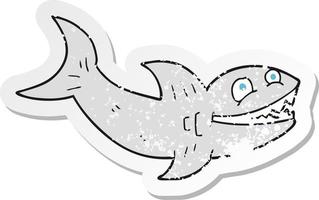 retro distressed sticker of a cartoon shark vector