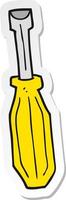 sticker of a cartoon screwdriver vector