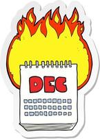 sticker of a cartoon calendar showing month of december vector