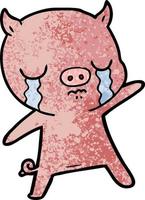 cartoon pig crying vector