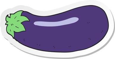 sticker of a cartoon eggplant vector