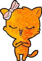 cartoon cat with bow on head vector