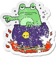 retro distressed sticker of a cartoon halloween toad vector