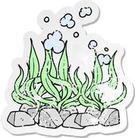 retro distressed sticker of a cartoon seaweed vector