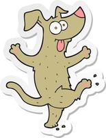 sticker of a cartoon dancing dog vector