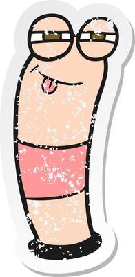 retro distressed sticker of a cartoon worm