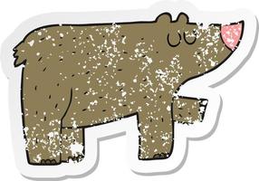 retro distressed sticker of a cartoon bear vector