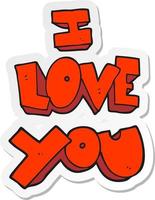 sticker of a I love you cartoon symbol vector