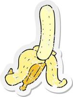 retro distressed sticker of a cartoon banana vector