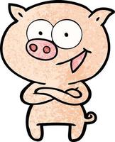 cheerful pig cartoon vector