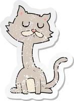 retro distressed sticker of a cartoon cat vector