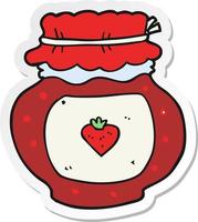 sticker of a cartoon jam jar vector