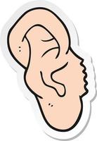 sticker of a cartoon ear vector