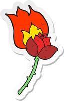 sticker of a cartoon rose vector