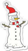 sticker of a cartoon snowman vector