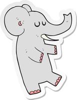 pegatina de un elefante bailando de dibujos animados vector