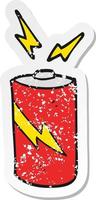retro distressed sticker of a cartoon battery vector