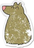 retro distressed sticker of a cartoon bear vector