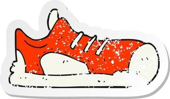 retro distressed sticker of a cartoon sneaker vector