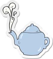 sticker of a cartoon teapot vector